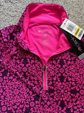 Ideology Hot Pink & Navy Floral Half-Zip Jacket